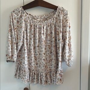 MELLODAY Paisley Print Blouse with Ruffle Hem